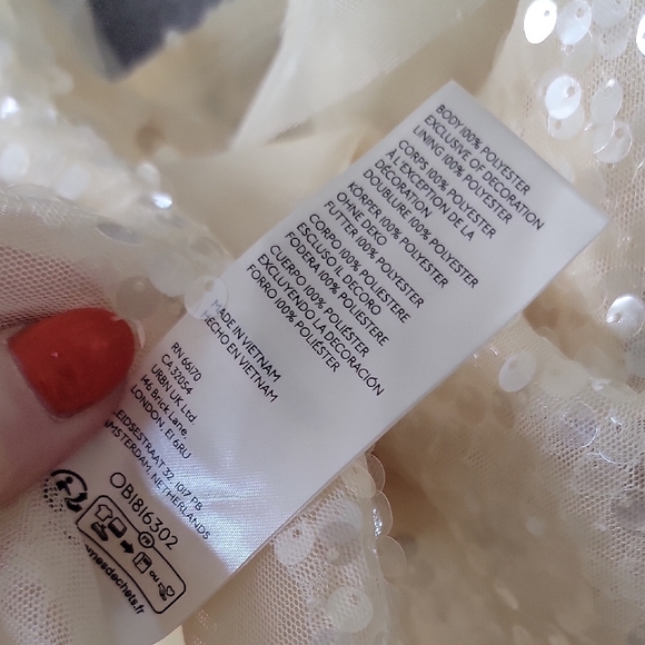 Anthropologie Cream Sequin Peplum Ruffle Tank Size XL - Picture 6 of 6